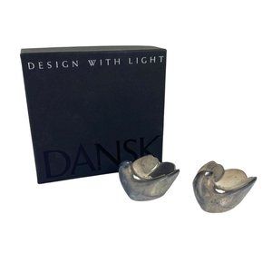 Vintage DANSK Silverplate Birds Set of 2 Tiny Tapers 02161 Home Decor